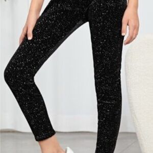 Black Sparkle Leggings with Shimmery Finish